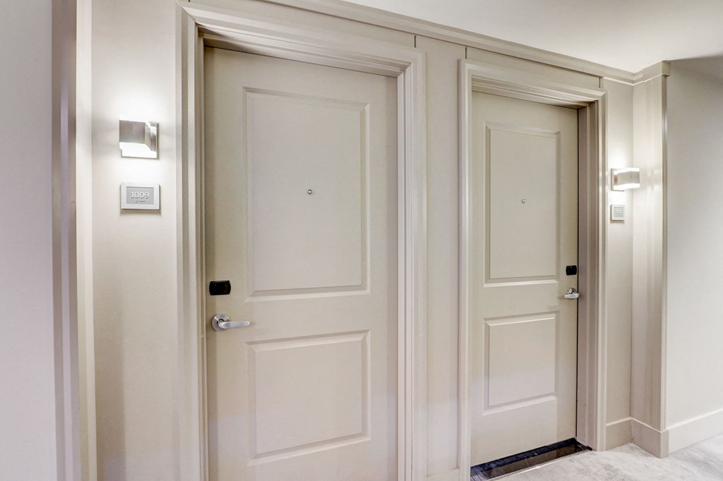 White doors in a room at The Apartments at Lincoln Common, Chicago, IL, 60614