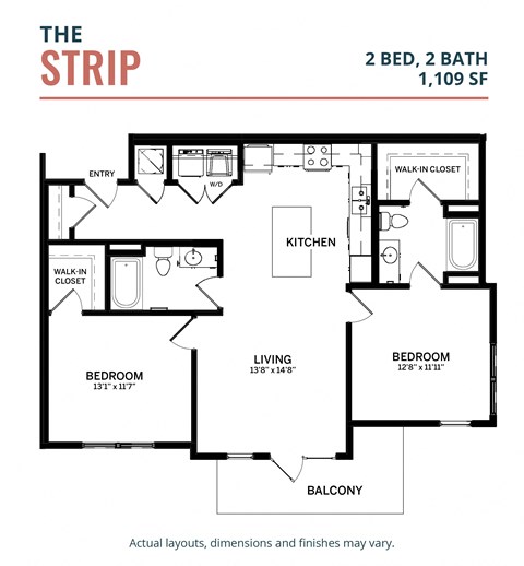 the floor plan of the strip apartments