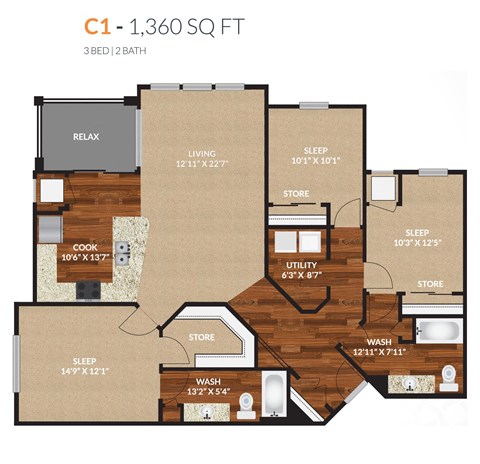 the?? floor plan  c1 13360 sq ft  1 bedroom