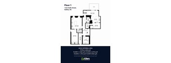 A floor plan for a home with four floors and approximate size and dimensions for each floor.