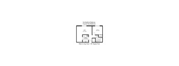 A floor plan of a one bedroom apartment at 246 Bedford Highway.