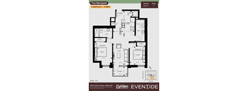 A floor plan for a 2 bedroom and 2 bath home by Killam Eventide.