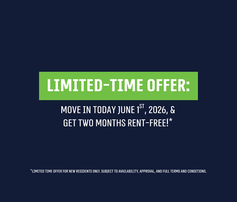 A promotional image offering a two months rent-free move-in for new residents.