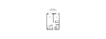 A floor plan of a 3 Dillman Place typical one bedroom apartment.