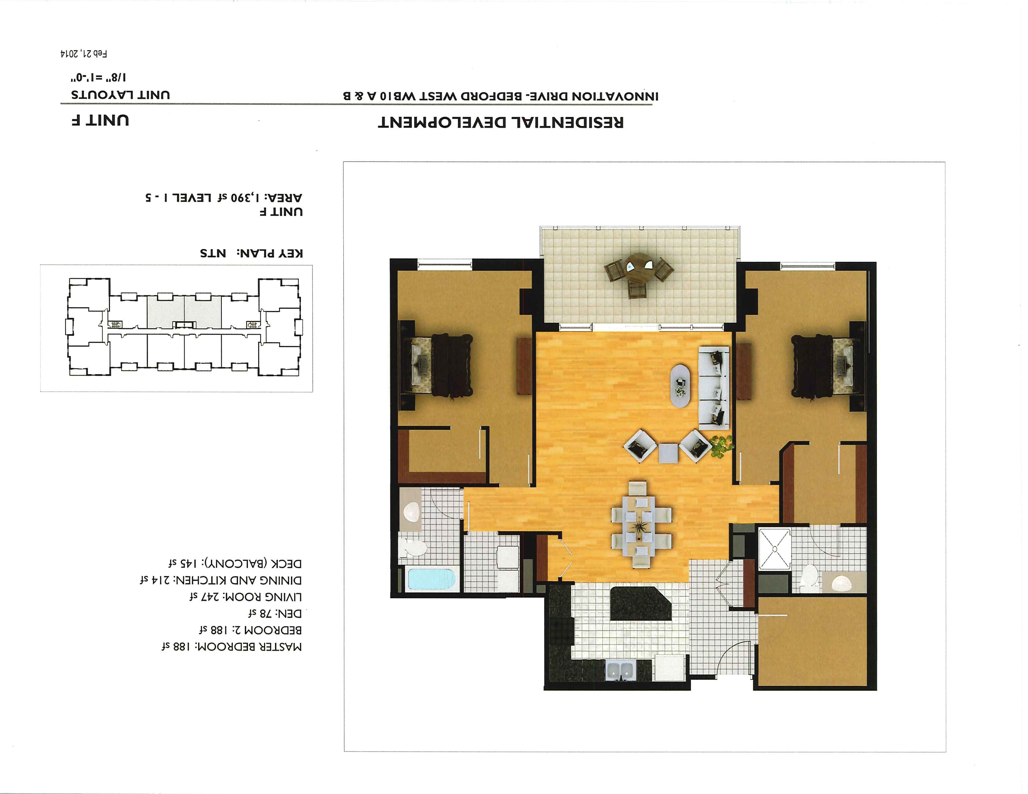 A floor plan of a house with a living room, kitchen, and two bedrooms.
