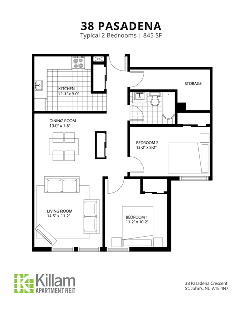 38 Pasadena  2 Bedroom Floor Plan