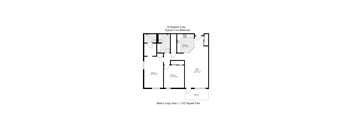 A floor plan for a two bedroom apartment at 50 Barkton Lane.