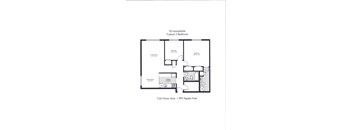 A floor plan for a 2 Bedroom apartment at 50 Greenfields.