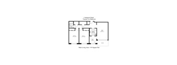 A floor plan of a two bedroom apartment at 6 Jamieson Street.