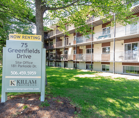 A sign for a rental property at 75 Greenfields Drive.