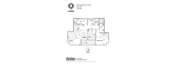 A floor plan for a 1,334 square foot apartment at The Alexander.