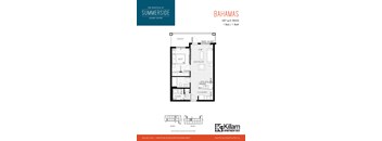 Bahamas 1 Bedroom + 1 Bath 587 SF Floor Plan
