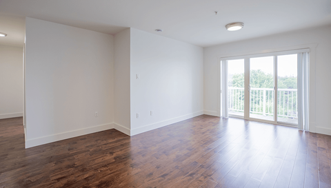 A room with white walls and wooden flooring.