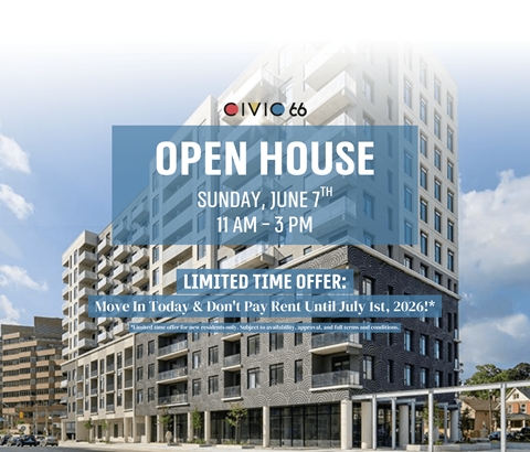 An advertisement for an open house event at Civic 66 on Sunday, June 7th from 11 AM to 3 PM.