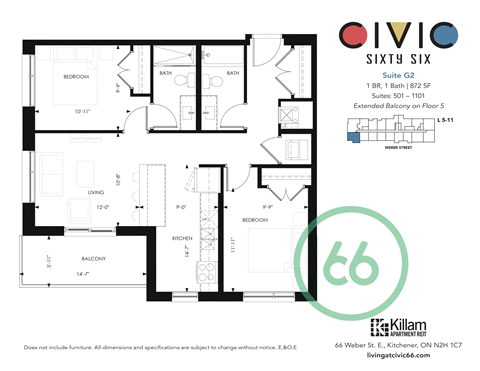 66 Weber Street East 1-3 Beds Apartment, Kitchener for Rent - Photo Gallery 28