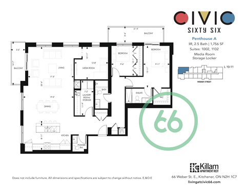 66 Weber Street East 1-3 Beds Apartment, Kitchener for Rent - Photo Gallery 29