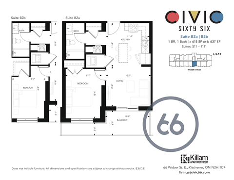 66 Weber Street East 1-3 Beds Apartment, Kitchener for Rent - Photo Gallery 27