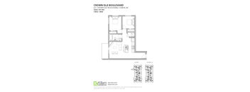 A floor plan for a 2 bedroom, 1 bathroom apartment at Crown Isle Boulevard.