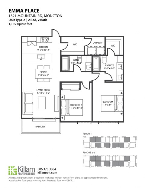 Emma Place 2 Bedroom 2 Bath Floor Plan