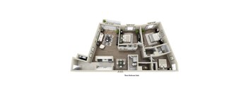 A 9x9 three bedroom suite is shown in this image.