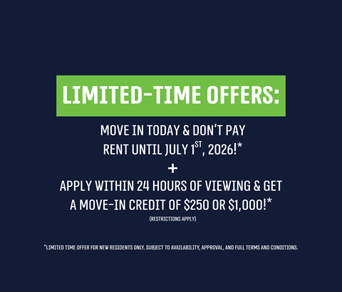 A promotional image offering a limited-time move-in credit for new residents.