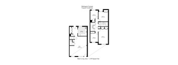A floor plan for a Harlington Crescent townhouse with a main living area of 1,358 square feet.