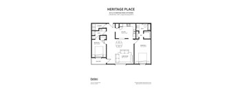 2 BEDROOM, 2 BATH | Approximately 848 SF