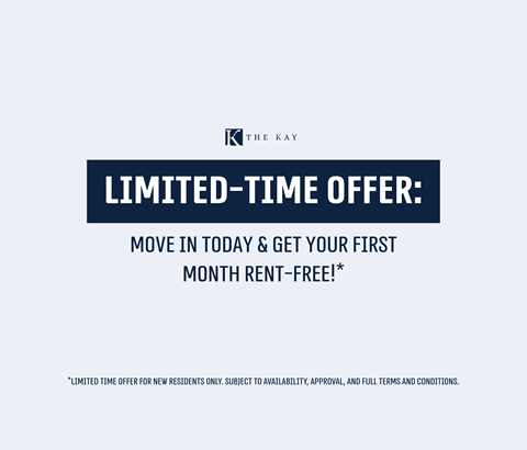 A promotional image offering a free first month rent for new residents.
