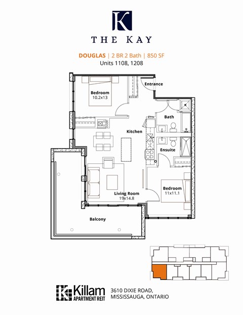 Douglas 2 Bedroom Barrier Free 2 Bathroom Floor Plan