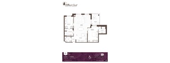 A floor plan for Williams Court Kanaiau Lakes Apartments, a 2 bedroom, 2 bath apartment.