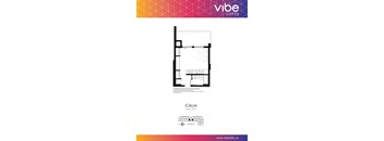 A floor plan for a loft with a living room, bedroom, and bathroom.