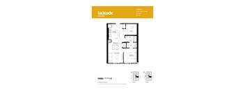 Cardinial 1 Bedroom + Den 1 Bath Floor Plan