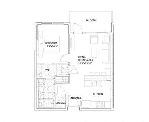 Nolan Hill One Bedroom Floor Plan
