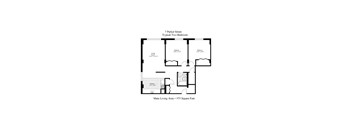 A floor plan of a two bedroom apartment at 7 Parker Street.