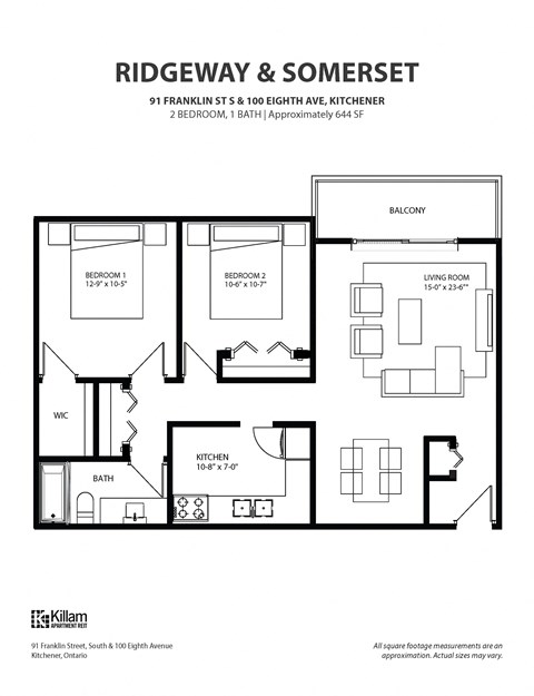 Ridgeway and Somerset 2 Bedroom Floor Plan