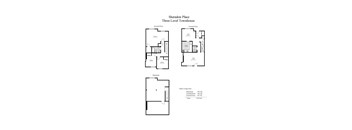 Floor plan for a three level townhouse.