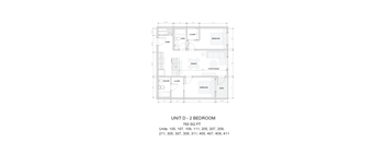 A floor plan of a bedroom with a closet, dressing area, and bathroom.