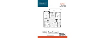 Sunset | 1 Bed + Den | 2 Bath 846 Sq Ft. Floor Plan