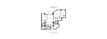 A floor plan for a 3 bedroom, 3 bathroom apartment.