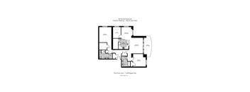 A floor plan for a typical 2 bedroom Den (Corner Unit) at 300 Rovale Boulevard, showing the layout of the rooms and their dimensions.