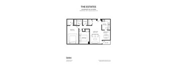 The Estates 2 BEDROOM, 1 BATH | Approximately 595 SF Floor Plan