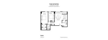 The Estates 2 BEDROOM, 2 BATH | Approximately 597 SF Floor Plan