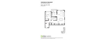 Crossing At Belmont Unit A 1 Bedroom + Den + 1 Bath Floor Plan