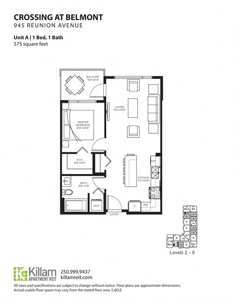 Crossing At Belmont Unit A 1 Bedroom + 1 Bath Floor Plan