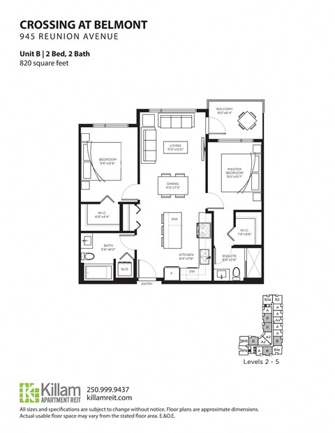 Crossing At Belmont Unit B: 2 Bedroom + 2 Bath Floor Plan