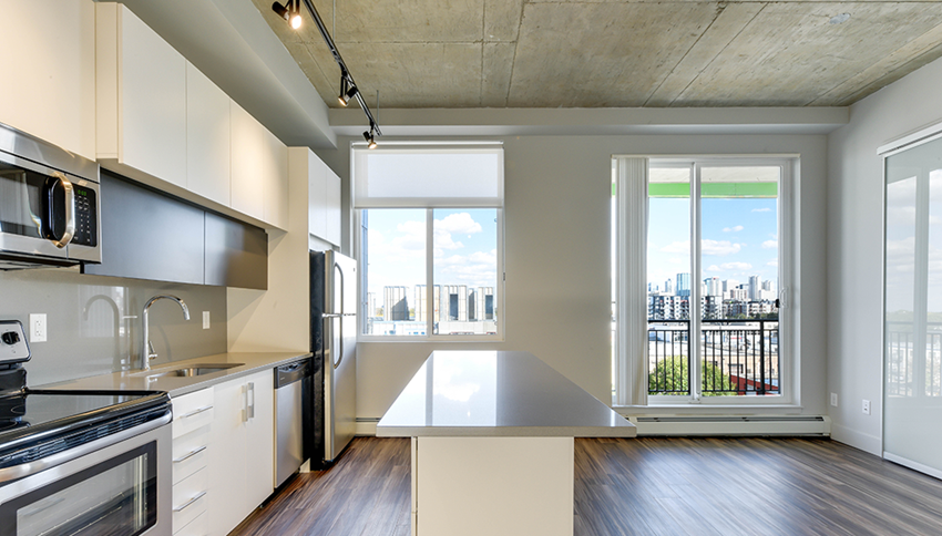 Vibe Lofts Kitchen & Living Room With Balcony Vibe Lofts Kitchen & Living Room With Balcony