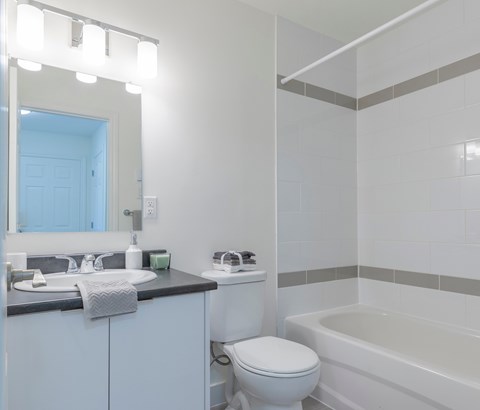 A white toilet sits next to a sink in a bathroom.