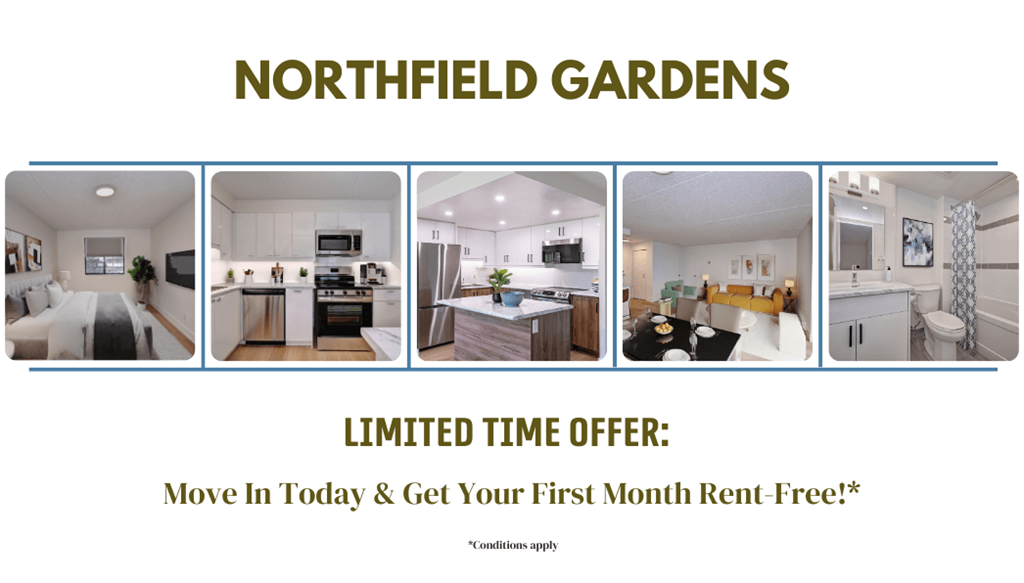 A series of images showcasing different rooms in a Northfield Gardens property.