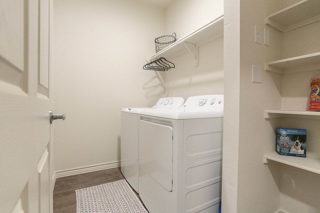 a washer and dryer in a laundry room