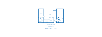 2 Bed, 2 Bath floorplan